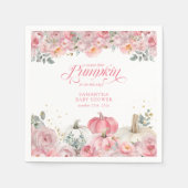 Serviette En Papier Sweet Little Pumpkin Pink Floral Fall Baby Shower (Devant)