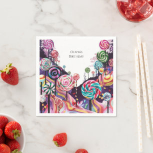 Serviette En Papier Sweet Lollipop Candyland Anniversaire