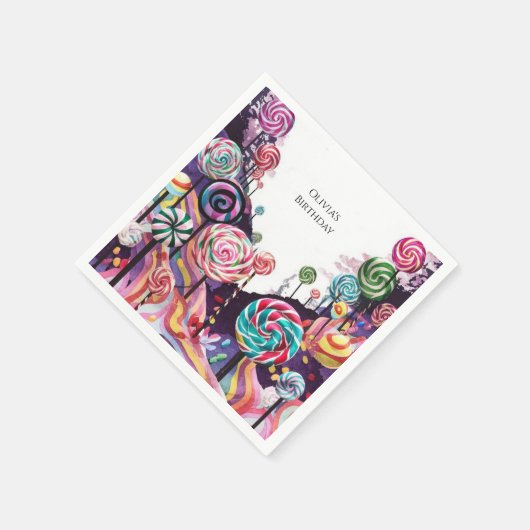 Serviette En Papier Sweet Lollipop Candyland Anniversaire (Coin)