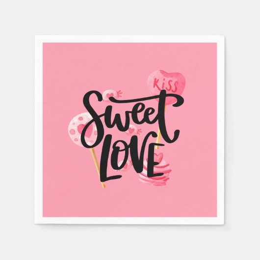 Serviette En Papier Sweet Love Valentine Typographie | Serviette en Pa (Devant)