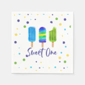 Serviette En Papier Sweet One 1er anniversaire bleu vert Pop (Devant)