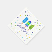Serviette En Papier Sweet One 1er anniversaire bleu vert Pop (Coin)