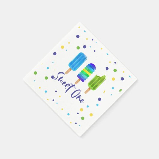 Serviette En Papier Sweet One 1er anniversaire bleu vert Pop (Coin)