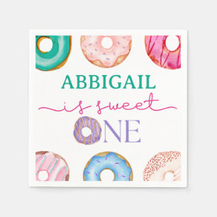 Serviette En Papier Sweet One aquarelle beignes 1er anniversaire
