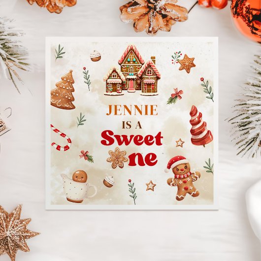 Serviette En Papier Sweet One Christmas Gingerbread Maison 1er anniver