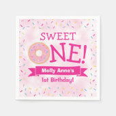 Serviette En Papier Sweet ONE Donut 1er anniversaire fille rose (Devant)