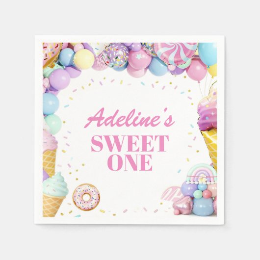 Serviette En Papier Sweet One First Birthday Pattern Napkins (Devant)