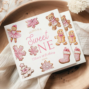 Serviette En Papier Sweet One Pink Gingerbread Fête d'anniversaire de