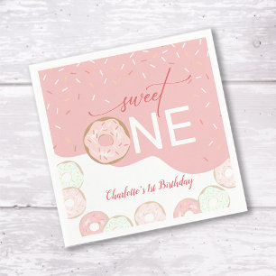 Serviette En Papier Sweet One Rose Frosting Girl's premier anniversair