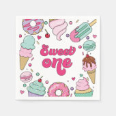Serviette En Papier Sweet One Sprinks Glace Cream and Cake Birthday (Devant)