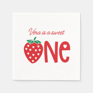 Serviette En Papier Sweet One Strawberry Thème Premier Anniversaire Pa