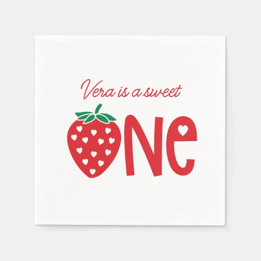 Serviette En Papier Sweet One Strawberry Thème Premier Anniversaire Pa (Devant)