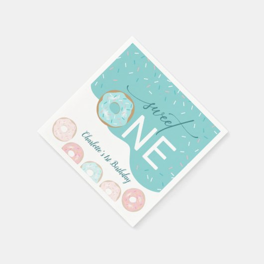 Serviette En Papier Sweet One Turquoise Frosting Girl's premier annive (Coin)