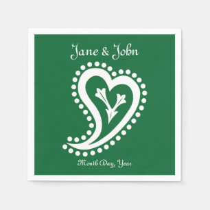 Serviette En Papier Sweet Paisley Hearts dans les serviettes vertes