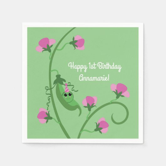 Serviette En Papier Sweet Pea Cute 1er Anniversaire (Devant)