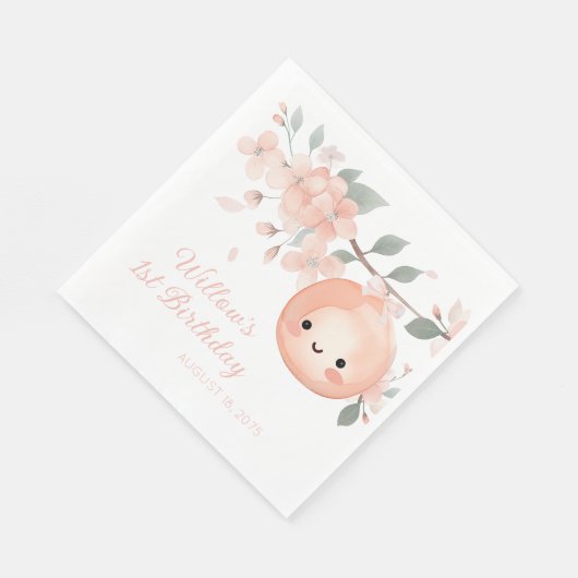 Serviette En Papier Sweet Peach 1er anniversaire (Coin)