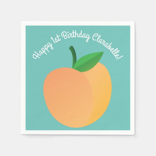 Serviette En Papier Sweet Peach Cute Fruit 1er Anniversaire Thème (Devant)