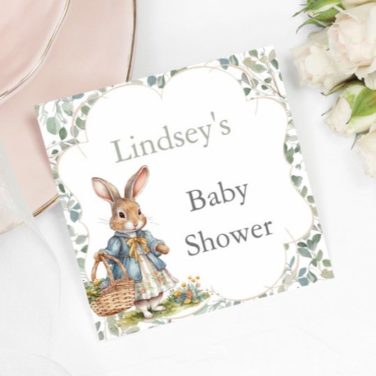 Serviette En Papier Sweet Peter Rabbit Baby shower fille sur le chemin