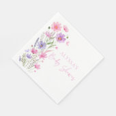 Serviette En Papier Sweet Pink Baby en Fleur Baby shower Fleur sauvage (Coin)