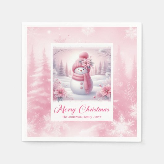 Serviette En Papier Sweet Pinkmas Christmas Scene Napkins Kids Holiday (Devant)