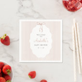 Serviette En Papier Sweet Pinstriped Beige Bow Baby Shower (En situation)
