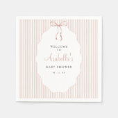 Serviette En Papier Sweet Pinstriped Beige Bow Baby Shower (Devant)
