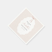 Serviette En Papier Sweet Pinstriped Beige Bow Baby Shower (Coin)