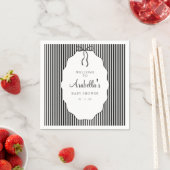 Serviette En Papier Sweet Pinstriped Black Bow Baby Shower (En situation)
