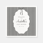 Serviette En Papier Sweet Pinstriped Black Bow Baby Shower (Devant)