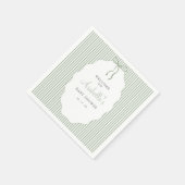 Serviette En Papier Sweet Pinstriped Green Bow Baby Shower (Coin)