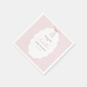 Serviette En Papier Sweet Pinstriped Pink Bow Baby Shower Welcome (Coin)