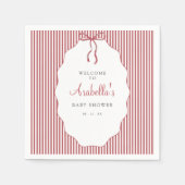 Serviette En Papier Sweet Pinstriped Red Bow Baby Shower (Devant)