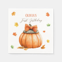 Sweet Pumpkin Watercolor Autumn Leaves Birthday