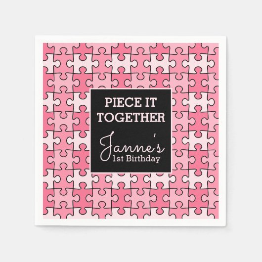 Serviette En Papier Sweet Rose Black Pièce It Ensemble Puzzle Annivers (Devant)