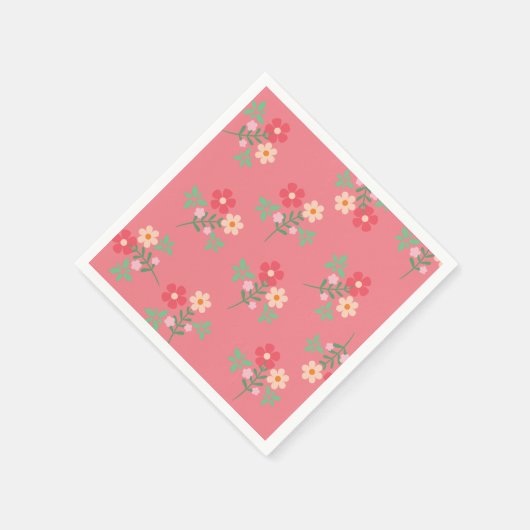 Serviette En Papier Sweet Rose Daisy Bouquet Motif rétro (Coin)