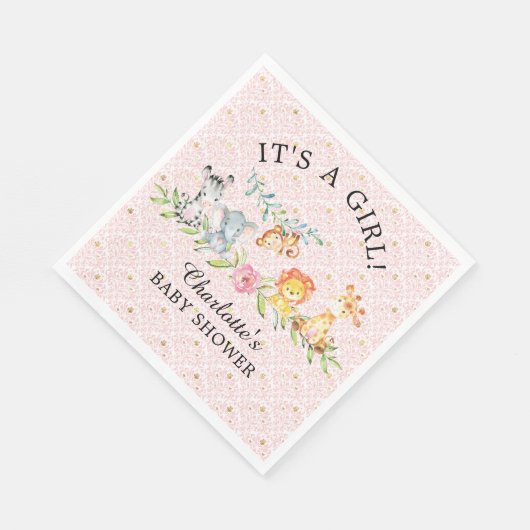 Serviette En Papier Sweet Safari Animaux Baby shower papier serviettes (Coin)