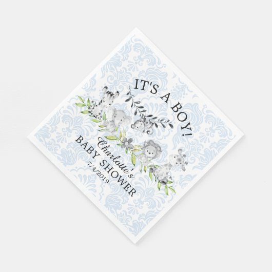Serviette En Papier Sweet Safari Animaux Baby shower papier serviettes (Coin)