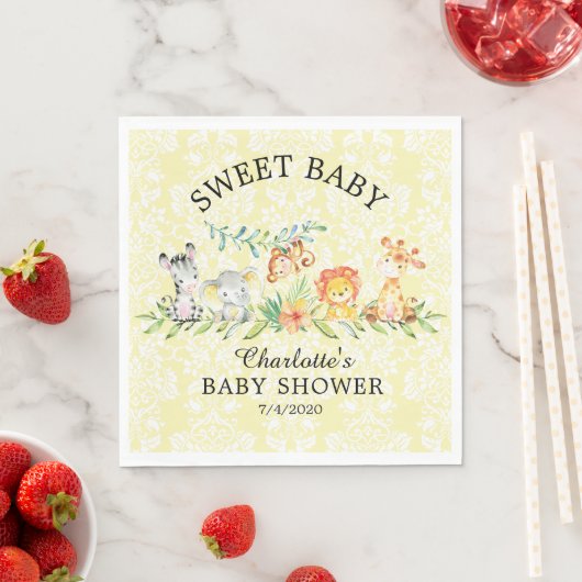 Serviette En Papier Sweet Safari Animaux Baby shower papier serviettes (En situation)