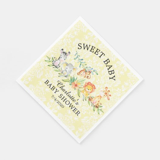 Serviette En Papier Sweet Safari Animaux Baby shower papier serviettes (Coin)