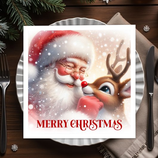 Serviette En Papier Sweet Santa Rudolph Christmas Party Napkins
