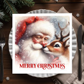 Serviette En Papier Sweet Santa Rudolph Holiday Christmas Napkins Set