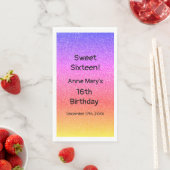 Serviette En Papier Sweet sixteen 16e anniversaire Glittery rose Perso (En situation)