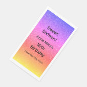 Serviette En Papier Sweet sixteen 16e anniversaire Glittery rose Perso (Coin)