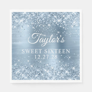 Serviette En Papier Sweet sixteen à huile bleu clair