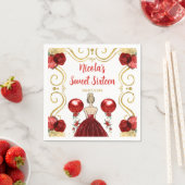 Serviette En Papier Sweet sixteen Blonde Princesse en rouge (En situation)