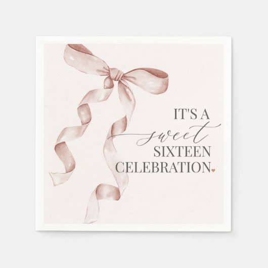 Serviette En Papier Sweet sixteen Bow Beige Décor Anniversaire Napkin (Devant)