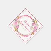 Serviette En Papier Sweet sixteen brillant rose et or Fleurs élégantes (Coin)