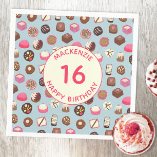Serviette En Papier Sweet sixteen chocolat bonbons Anniversaire