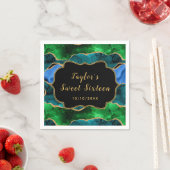 Serviette En Papier Sweet sixteen d'Agate Peacock bleu et vert (En situation)