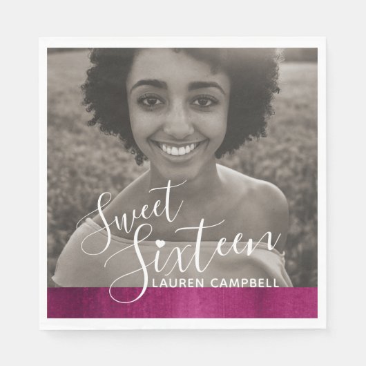 Serviette En Papier Sweet sixteen d'art moderne rose rouge modèle phot (Devant)